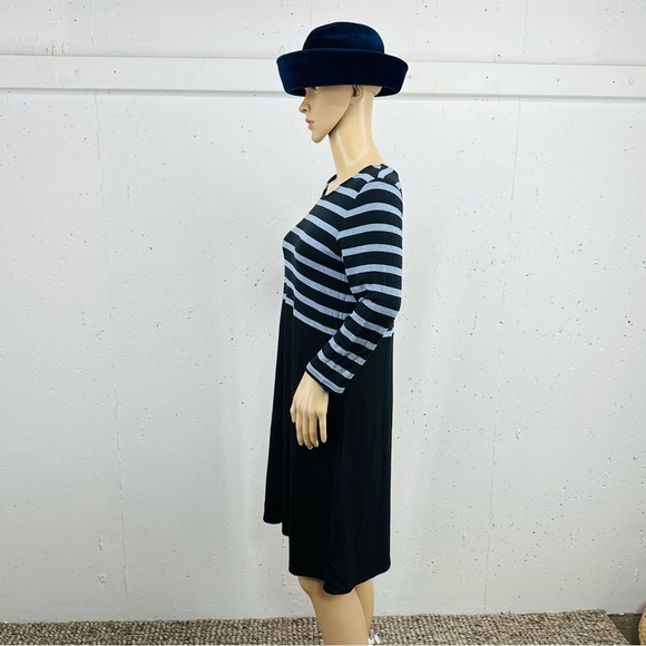 J. Jill Small Wearever Collection Black & Blue Striped Dress - Picture 3 of 14